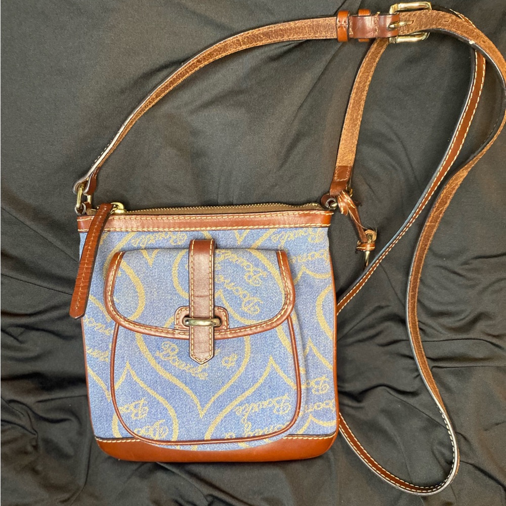 NEW Dooney & Bourke Denim and Brown Leather Crossbody Bag